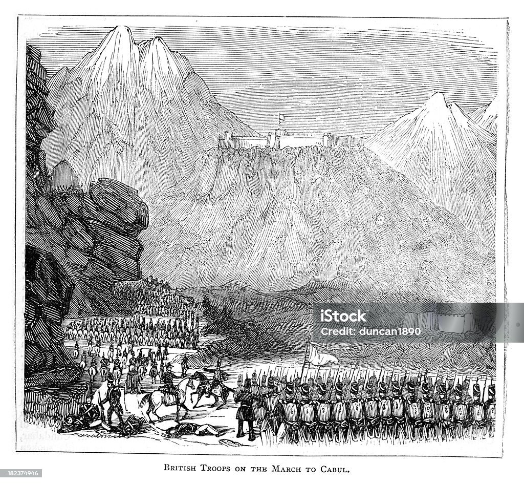 British żołnierzy marca w Kabulu - Zbiór ilustracji royalty-free (Wojna)