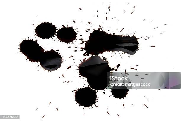 Inchiostro Splat - Fotografie stock e altre immagini di Colore nero - Colore nero, Inchiostro, Rovesciare