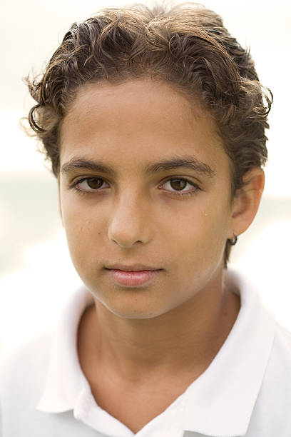 Portrait of Young Boy on White stock photo