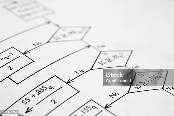 Flow Diagram Stock Photo - Download Image Now - Computer Language, Flow Chart, In A Row