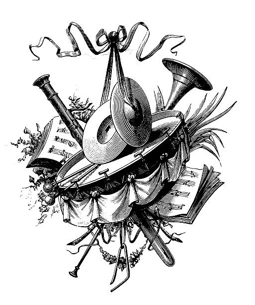Music Vignette Antique Design Illustrations Stock Illustration