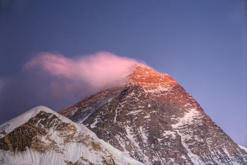 Mount Everest - also called Qomolangma Peak, Mount Sagarmatha, Chajamlungma (Limbu), Zhumulangma Peak or Mount Chomolungma - is the highest mountain on Earth, and the highest point on the Earth's continental crust, as measured by the height above sea level of its summit, 8,848 metres (29,029 ft). The mountain, which is part of the Himalaya range in Asia, is located on the border between Sagarmatha Zone, Nepal, and Tibet, China.http://bem.2be.pl/IS/nepal_380.jpg