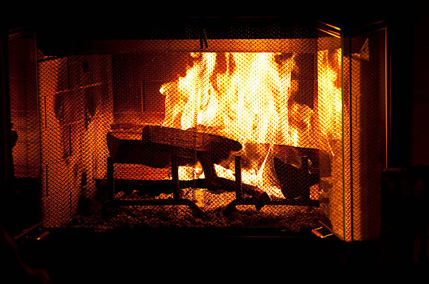 istock Closeup of a Fireplace with wood burning 182377897