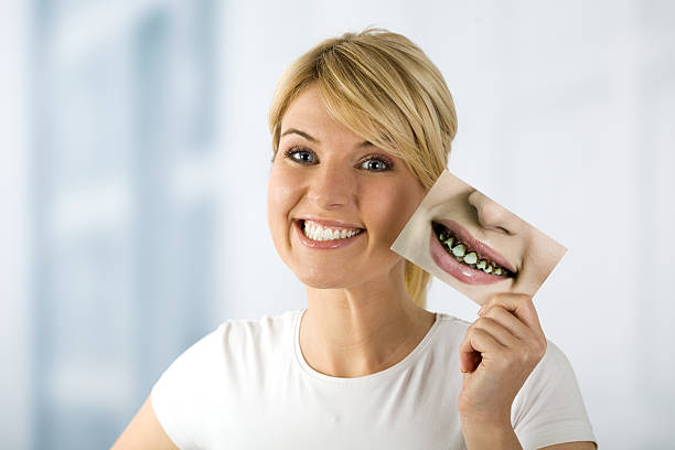 Imagem de mulher com os Dentes - fotografia de stock