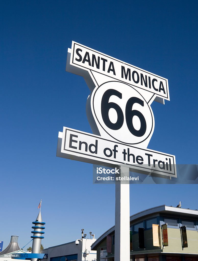 Sign- Santa Monica final do percurso de terra - Royalty-free Califórnia Foto de stock