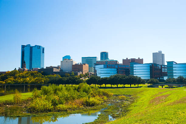 istock Downtown Fort Worth skyline and riverbank 182378829