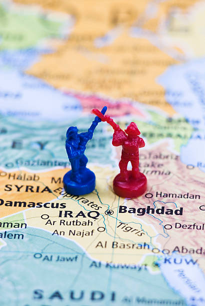 istock War in Iraq, World Conflicts Theme (Blue & Red) (I) 182378875