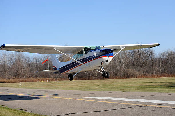 istock Small airplane takes off runway 182378982