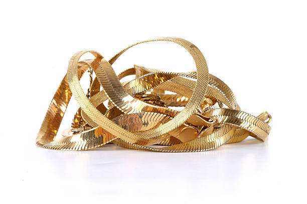 폐품 골드 체인스 - gold jewelry scrap metal broken 뉴스 사진 이미지