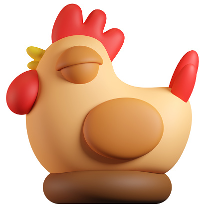 Cartoon cute chicken hen 3d illustration