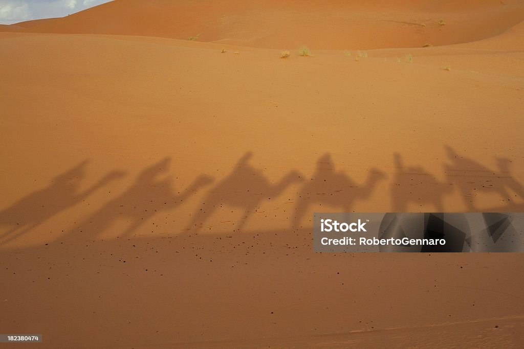 Караван теней - Стоковые фото Erg Chebbi Dunes роялти-фри