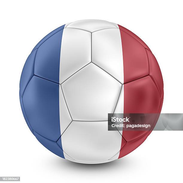 Французский Флаг Футбол — стоковые фотографии и другие картинки Без людей - Без людей, Белый фон, Вид спереди