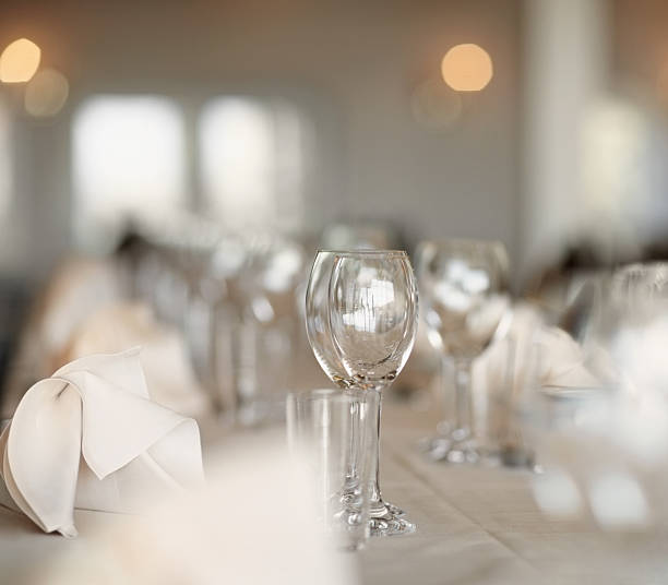 istock Glass goblet by napkin on a table 182380982