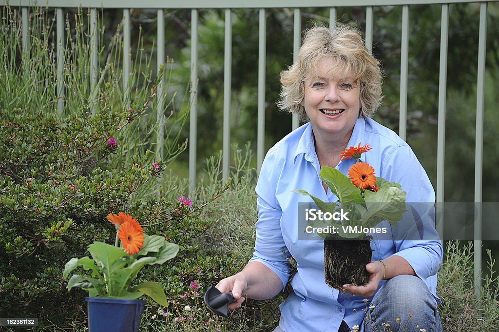 Senior Frau hält Pflanzen - Lizenzfrei 60-69 Jahre Stock-Foto