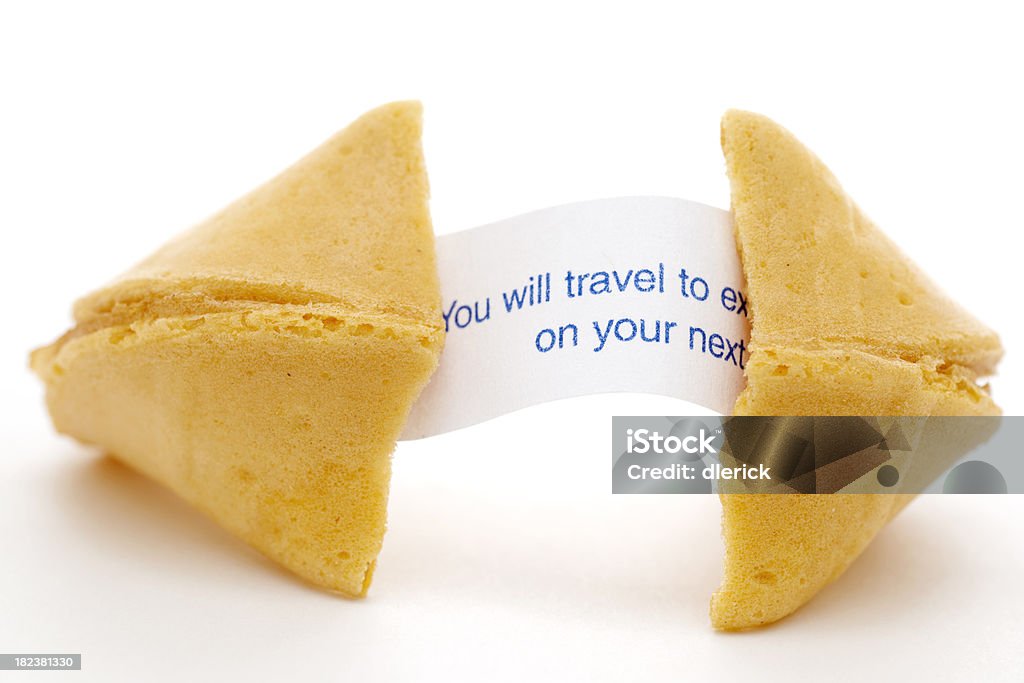 La galleta china con texto de viajes - Foto de stock de Adivinación libre de derechos