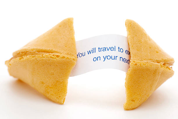 istock Chinese fortune cookie with travel text 182381330