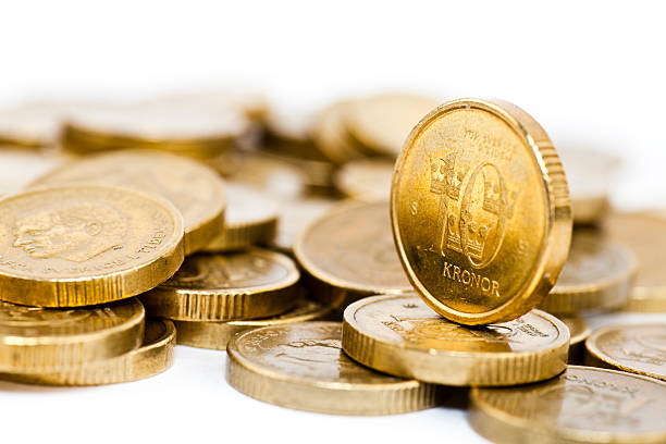 pièces de monnaie suédoise - number 10 gold business paper currency photos et images de collection