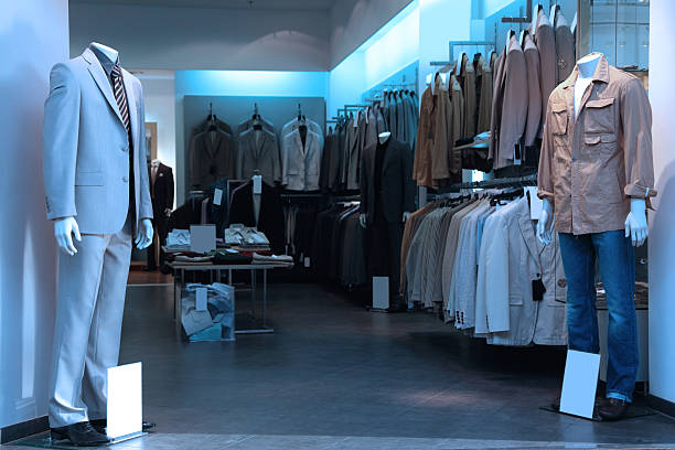 istock Clothing store with various men clothing and suits 182381538
