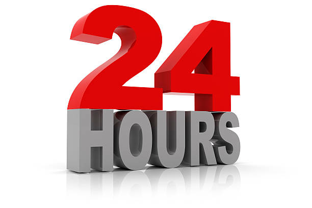 24 Hours Sign stock photo