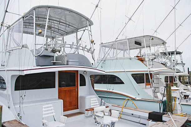 istock Fishing boats lined up in the harbor 182382361