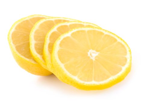 fresh Yellow Lemons on the white background