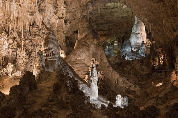 Carlsbad Caverns National Park "Hall of Giants" "XXXLarge Picture of Stalagmites, Stalagtites and formations in the Hall of Giants, Big Room area in Carlsbad Caverns National Park" carlsbad texas stock pictures, royalty-free photos & images