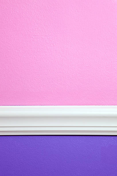 istock Pink and Purple Wall with White Chair Rail 182383514