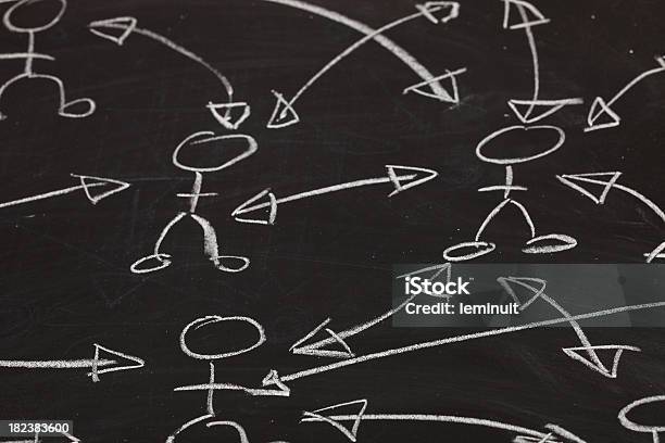 Social Network E Schizzi Sulla Lavagna - Fotografie stock e altre immagini di Disegno a gesso - Disegno a gesso, Scarabocchio - Disegno, Attaccato