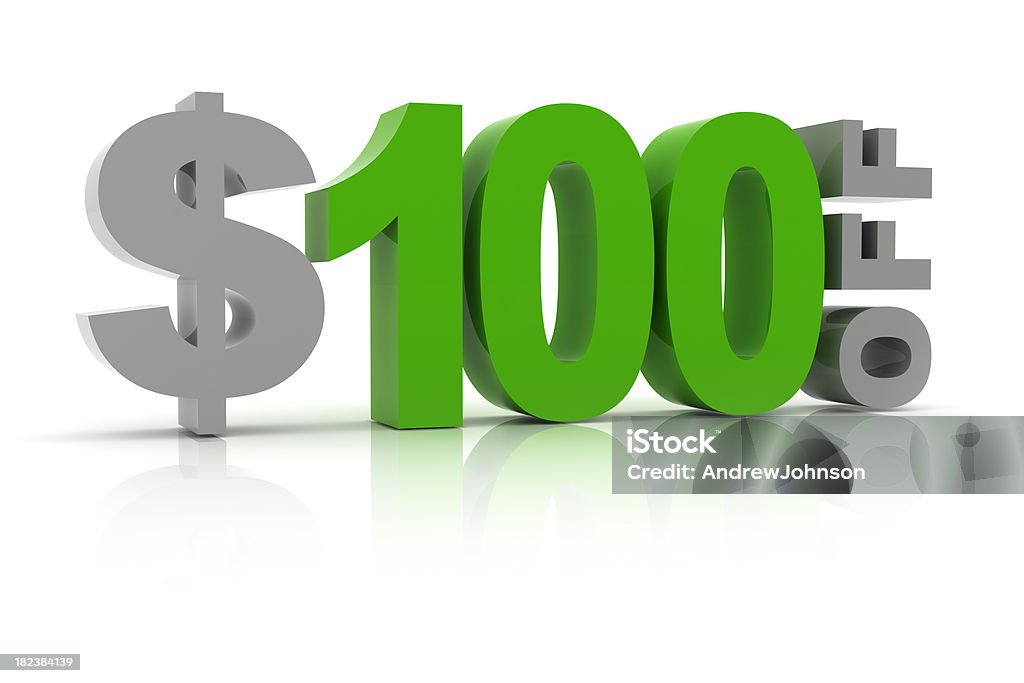 100 dolarów Znak zniżki - Zbiór zdjęć royalty-free (Bez ludzi)