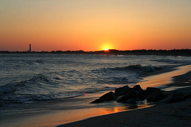 vivace e colorato cape may new jersey tramonto - contea di cape may foto e immagini stock