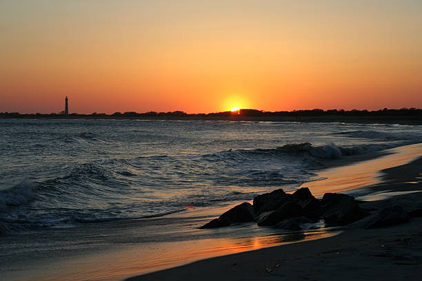 Vivid and Colorful Cape May New Jersey Sunset stock photo
