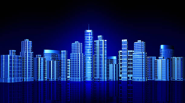 istock Business City. Office buildings on dark 182384867