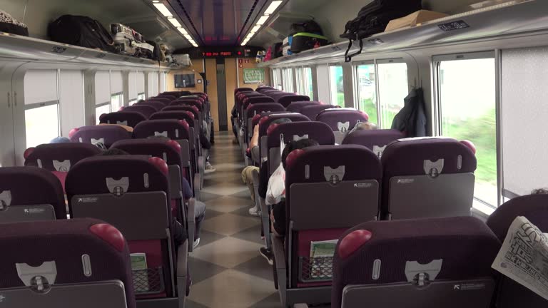 View inside a carriage of the train during daytime in China