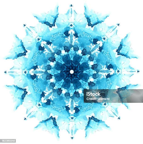 Schneeflocke Aus Impressum Aquarell Ort Stockfoto und mehr Bilder von Kaleidoskop - Muster - Kaleidoskop - Muster, Aquarell, Wasserfarbe