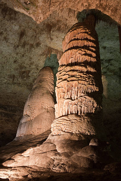 Carlsbad Caverns National Park "Hall of Giants" Large stalagmites in the Hall of Giants area of the Big Room in Carlsbad Caverns National Park carlsbad texas stock pictures, royalty-free photos & images