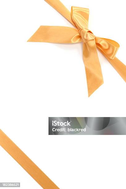 Orange Gift Ribbon Bow Stock Photo - Download Image Now - Orange Color, Tied Knot, White Background
