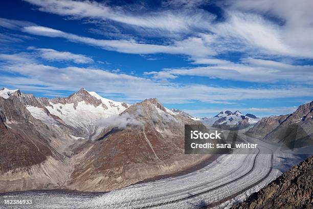 Aletsch Glacier And Mountains In Switzerland On A Sunny Day Stock Photo - Download Image Now