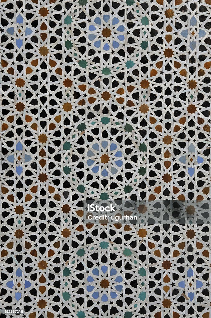 Arabic texture Arab wall covered with colorful tiles. Abstract Stock Photo