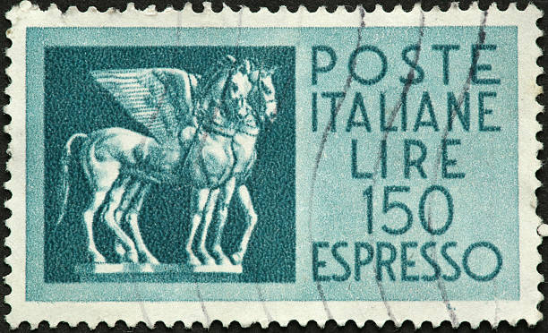 istock winged horses on an old Italian stamp 182387510
