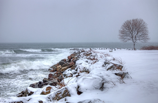 Winter storm on the coast of New Hampshire
