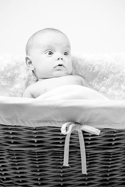 istock Baby in a wicker basket 182390536