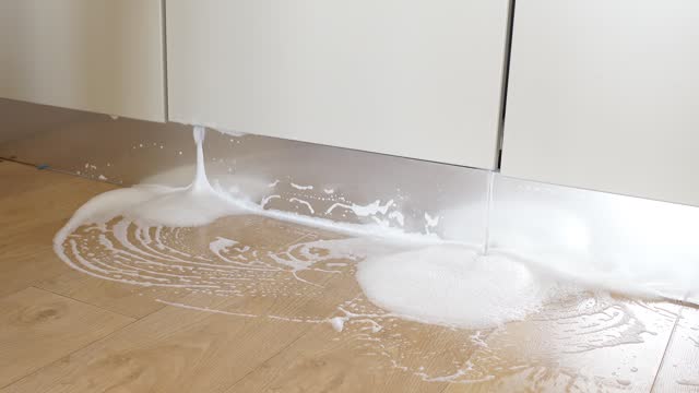 Spilled Water from a Dish Washer On Kitchen Floor