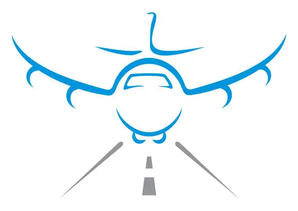 Vector illustration of Blue aircraft symbol
