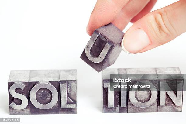 Solution Inscription Block Letters Xxl Stock Photo - Download Image Now - Typesetter, Capital Letter, Engraved Image