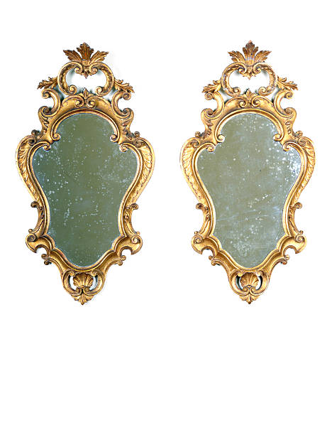 istock Pair of Gold Ancient Mirrors.Isolated.Copy Space 182392191