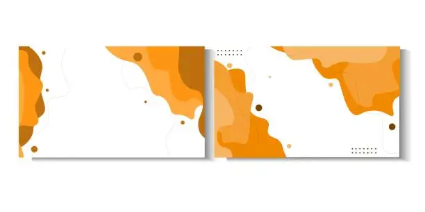 Vector illustration of Set of Orange Abstract Fluid Shape Background with Geometric Elements