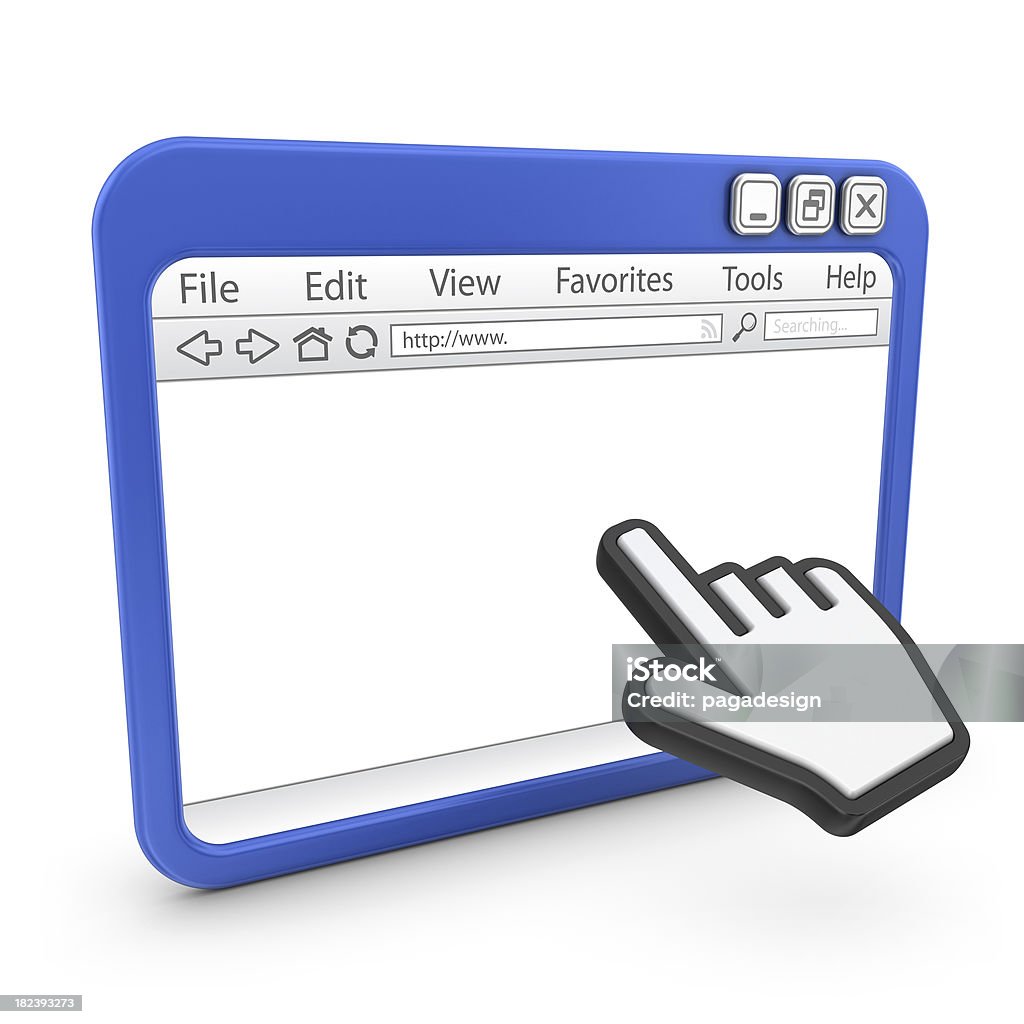 browser with hand cursor  Blank Stock Photo
