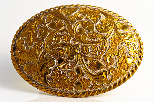 istock Belt buckle large ornate pattern isolated on white 182393578