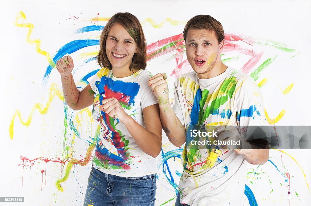 Young artists Young couple with many spots and splashesMore photos of that couple: 20-24 Years Stock Photo