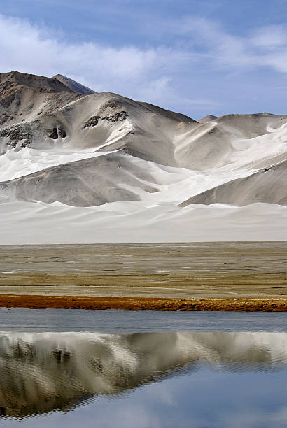 Dunas de areia no Lago Karakul, China - foto de acervo